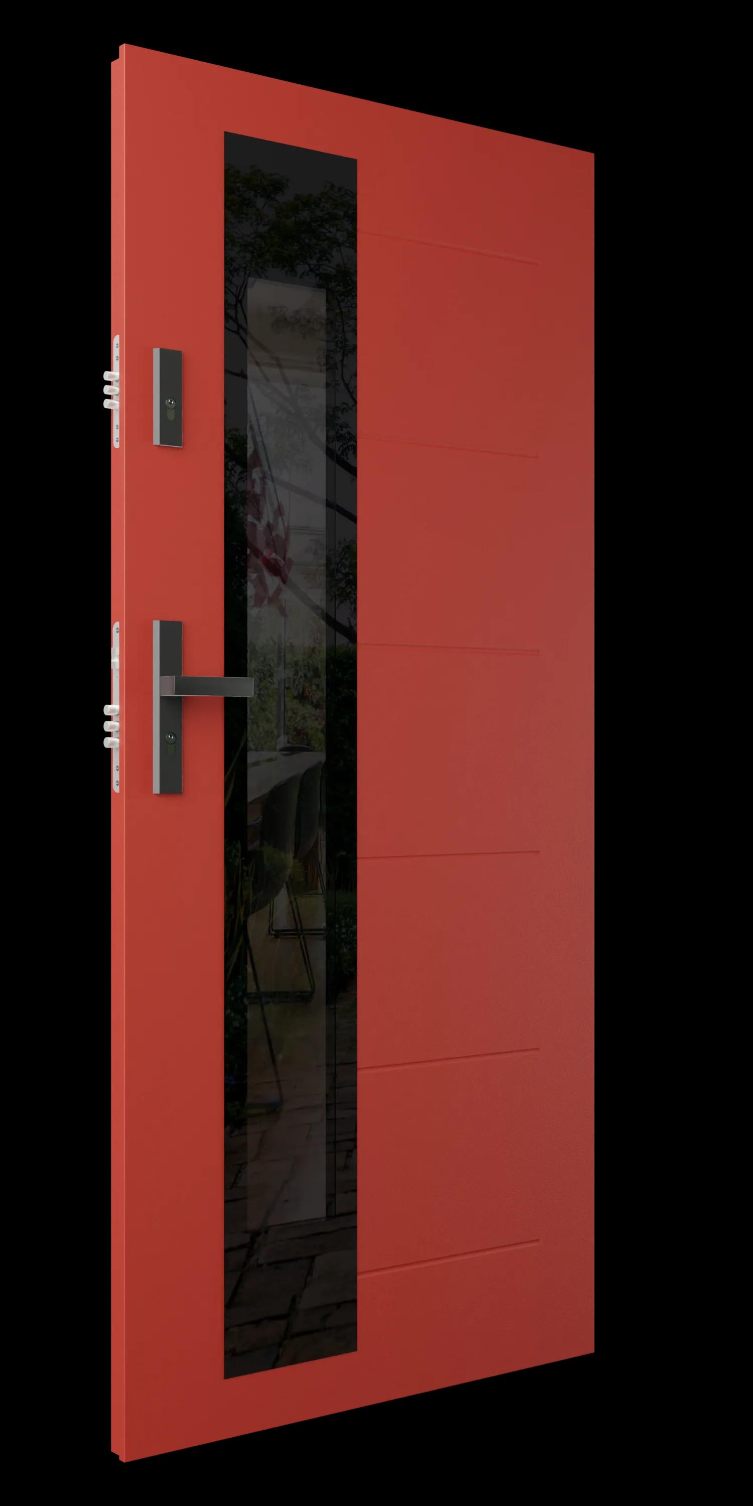 Zdjęcie przedstawia drzwi S80-T60 czerwony struktura